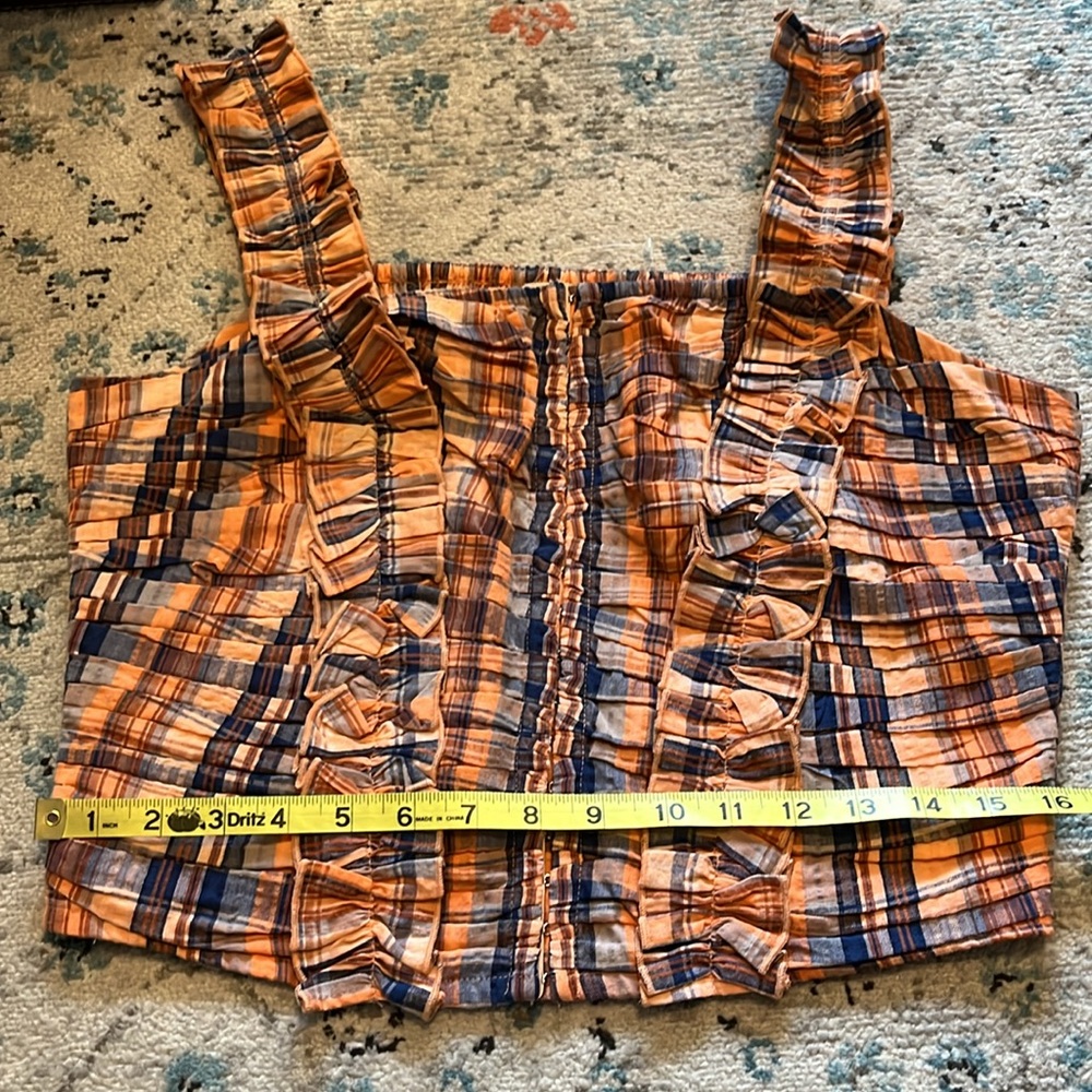 NWT Anthro Ruffled Plaid Corset Sleeveless Top Medium - Picture 11 of 16